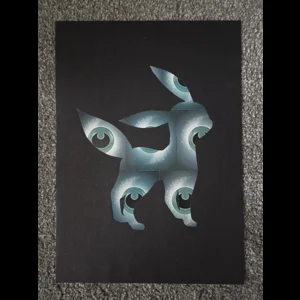 Pokemon TCG Handmade Silhouette Energy Card Art A4 - Umbreon - Darkness