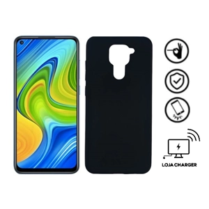 Capa de Silicone premium Lojacharger p/ Xiaomi redmi note 9 - Hard Case SlimShield Mate - Preto