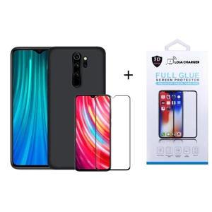 KIT Película de Vidro 11D Temperado + Capa Silicone Líquido LOJACHARGER p/ Xiaomi redmi note 8 PRO - Preto