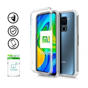 Capa de Silicone Flip Lojacharger p/ Xiaomi redmi note 9 | Redmi 10X | 360º | Policarbonato | Transparente