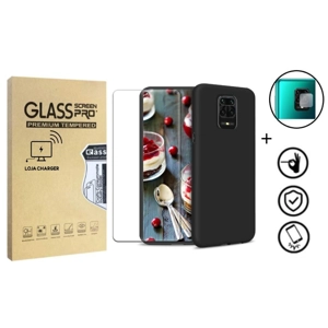 Kit Proteção total 5x1 Lojacharger Xiaomi redmi note 9s | Pelicula de vidro temperado 11D Full Cover + Capa silicone Preta Premium + Vidro câmara tr