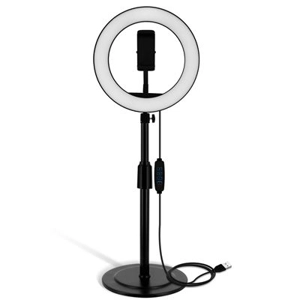 Ring Light BD2607 | 26 cm | Potência 10 W Suporte Telemóvel Flexível Rotativo - Branco