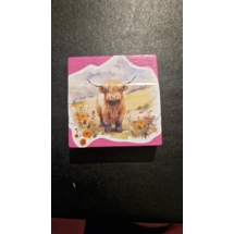 Highland cow fridge magnet, pink