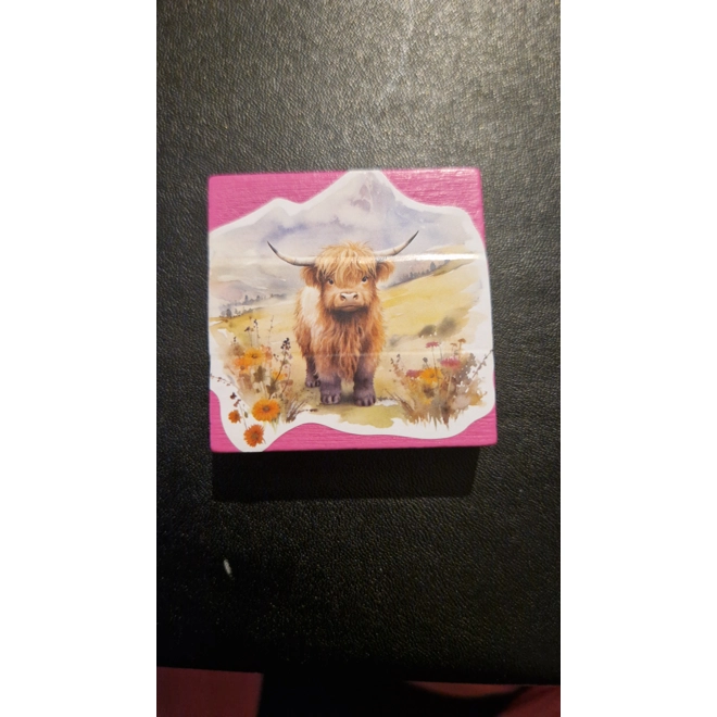 product Image for Highland cow fridge magnet, pink