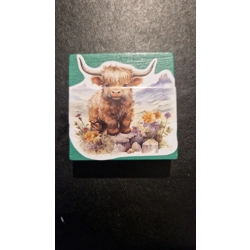 Highland cow fridge magnet, green