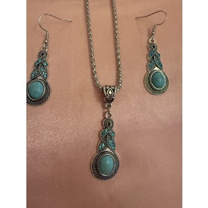 Turquoise earrings & necklace set