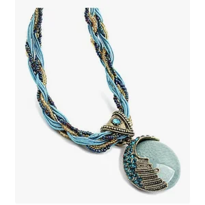 Light Blue Round Pendant Necklace