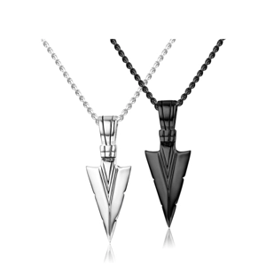 2 pendant necklaces in black & silver tone for men
