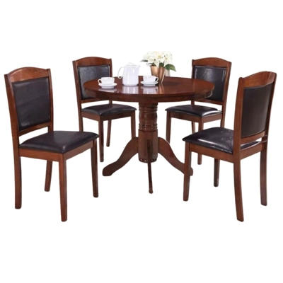 4 Chair Round Wood Dining Table