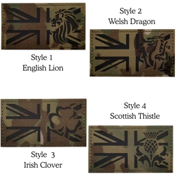 IR GBR UNION JACK Patch - Lion, Dragon, Clover, Thistle Styles