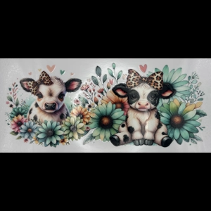 TEAL COW & FLOWER WRAP 16oz