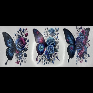 BLUE BUTTERFLY & FLOWER WRAP 16oz