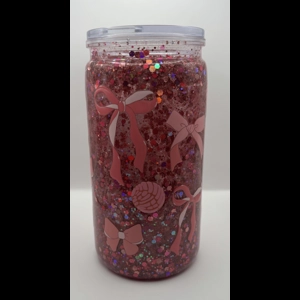 Pink Bow Acrylic Snow Globe 16oz
