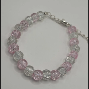 Glass Bead Pink & Clear Bracelet