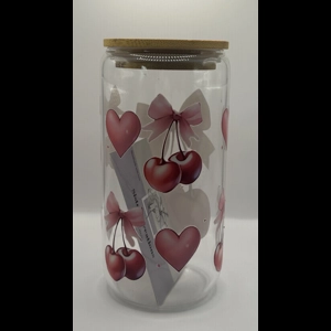 Cherry Bow Glass Cup 16oz