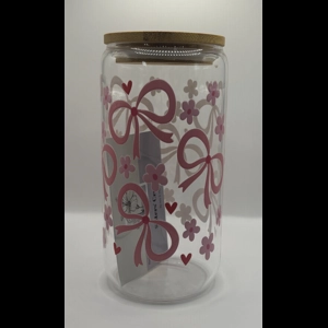 Bow & Flower Glass Cup 16oz