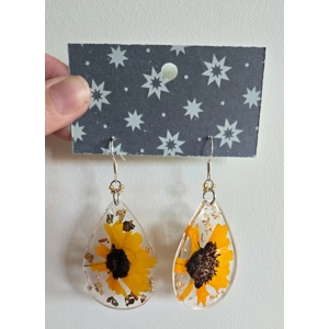 Yellow Flower Earrings (real flower in resin)