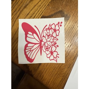 Hot Pink Butterfly with Flowers