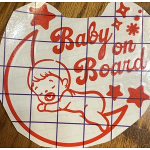 Fire Engine Red Baby on Board with Moon