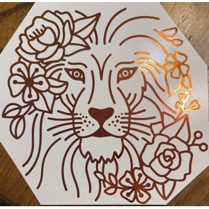 Floral Lion Rear Window Decal