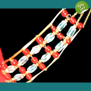 sku41  Choker Red glass Balls/Gold Bars