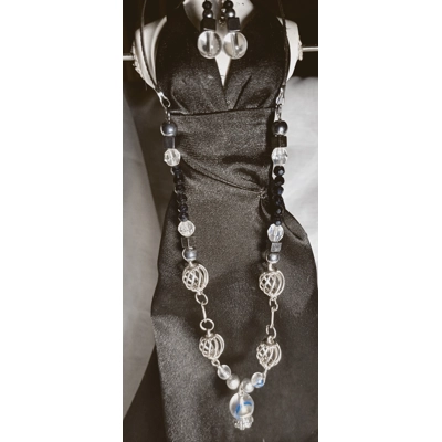 16" Crystal Ball Necklace with matching earrings