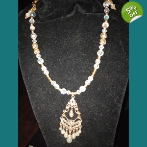 sku19 16' Gold/Swarvoski Crystal Back Neclace