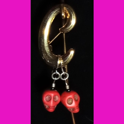 Red Skull Earrings