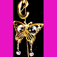 Gold Pink/Black Crystal Earrings
