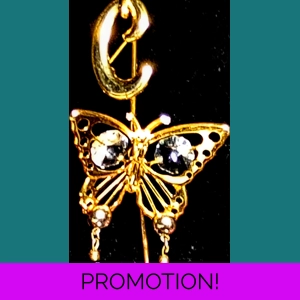 Gold Pink/Black Crystal Earrings