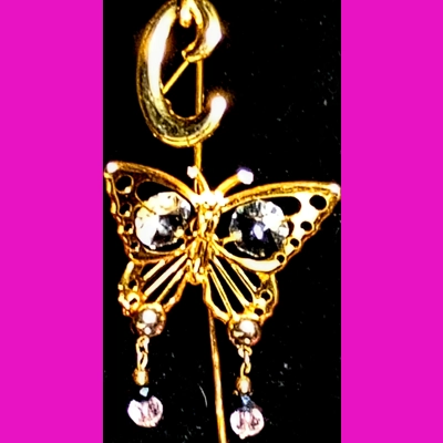 Gold Pink/Black Crystal Earrings