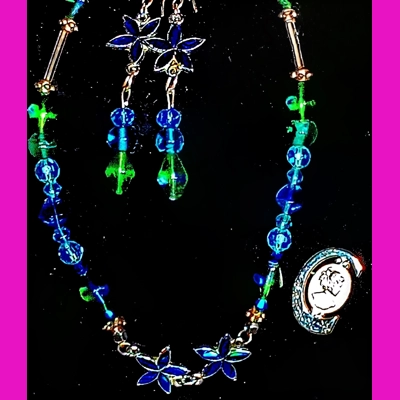 12" Teal Flower Anklet