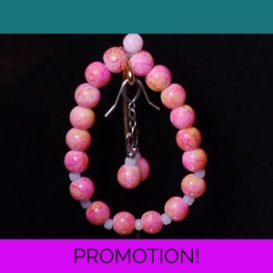 Hot Pink Painted Glass Bead Bracelet