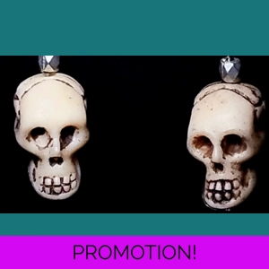 One of a Knd Wood Skull Earrings