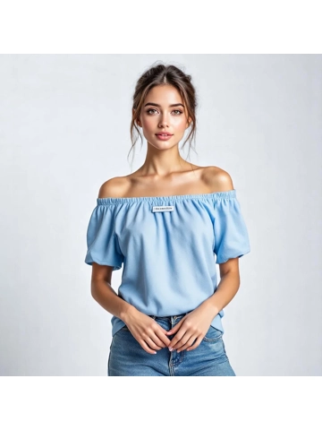 Light Blue Bardot Top