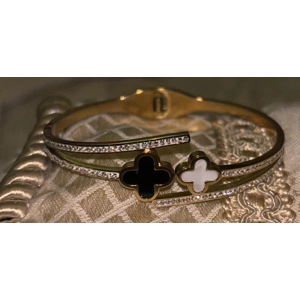 Black & White Double Crystal Bangle