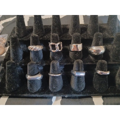 Eight Silver Toned Rings