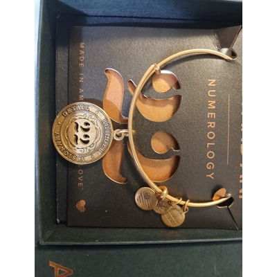 Alex and Ani Number 22 Rafaelian Gold Charm Bangle Bracelet