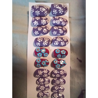 20 handmade fake nails with flowers