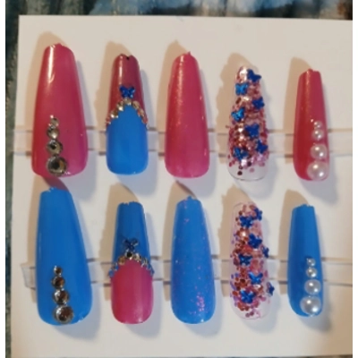 Blue and Pink Press On Nails