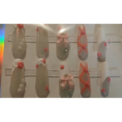 Pink Bow Press On Nails