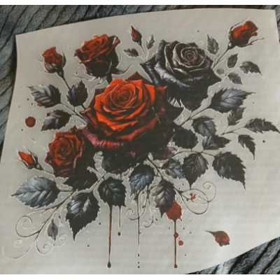Red and Black Rose Decal