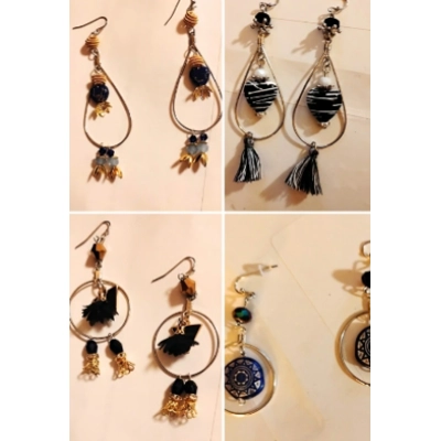 Four Pairs Handmade Dangle Earrings