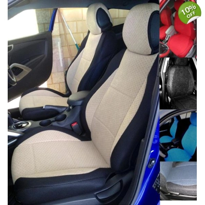 Two Front Velour & Synthetic Custom Fit Car Seat Covers title=