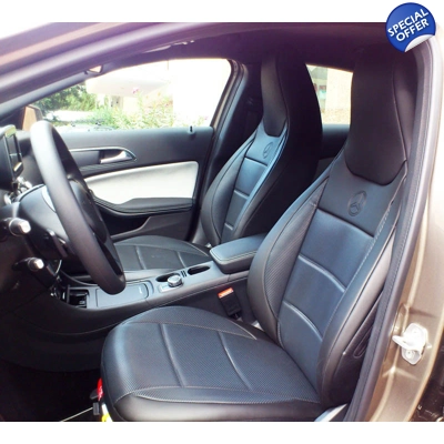 Leatherette and Like Carbon Fiber Two Front Car Seat Covers title=