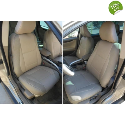 fits on Volvo seats tan leatherette custom two front car seat covers title=