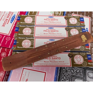 4 Packs of Satya 15g Palo Santo Incense plus 1 holder