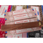 4 Packs of Satya 15g Positive Vibes Incense plus 1 holder
