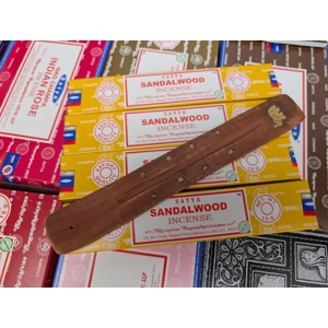4 Packs of Satya 15g Sandalwood Incense plus 1 holder
