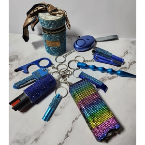 Blue Rhinestone Self-Defense Keychain Package